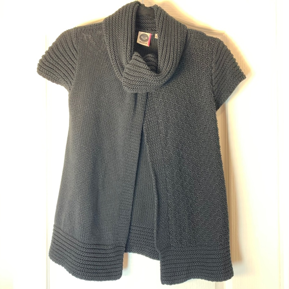 Roxy Y2K Knit Sleeveless Vest‎ – Chunky Collar, 2 Buttons, Cozy Vintage Vibe S